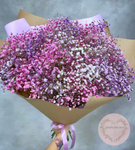 Купить Букет из 15 фиолетово-розовых гипсофил в Воронеже